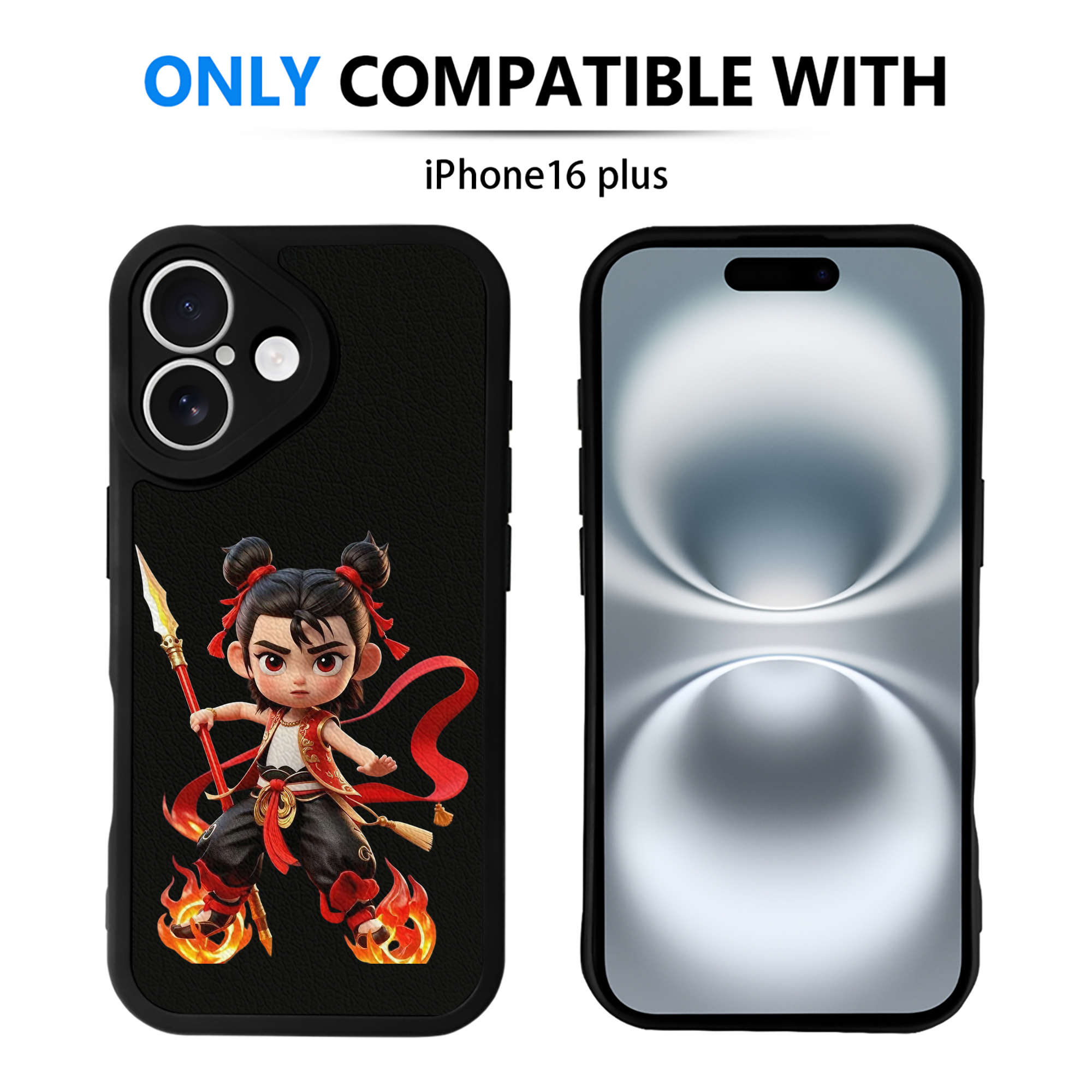 （画像用） Ne Zha 2 ナタ 魔童の大暴れ 【iPhone 16シリーズ対応】シリコンスマホケース（レザー調） 材質：シリコン